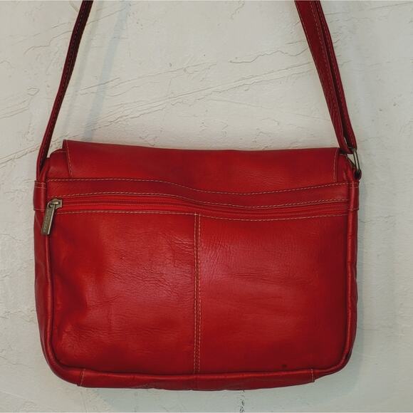 Le Donna Full Flap Over Red Leather Cross Over/ Shoulder Bag - Picture 10 of 16